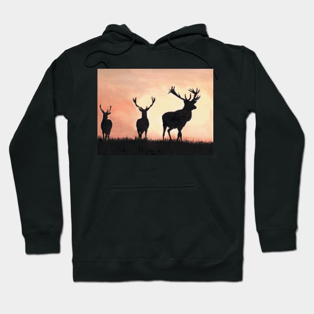 Majestic Family Stag and Does siloettes. Hoodie by angipangi7